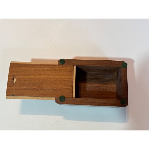 Vintage Hand-Carved Wooden Keepsake Box With Floral Design & Sliding Bottom Lid - Picture 2 of 8